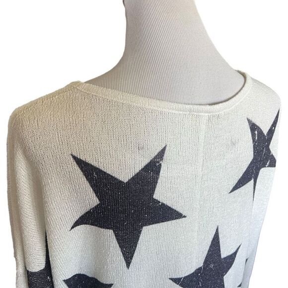 Womens Altar'd State White and Blue Star Lightweight  Pull-Over Sweater - Sz M - Picture 4 of 4